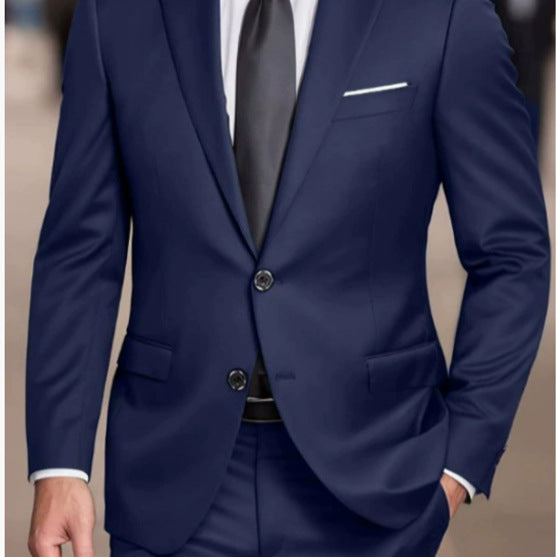 Solid-color Slim-fit Evening Suit Jacket
