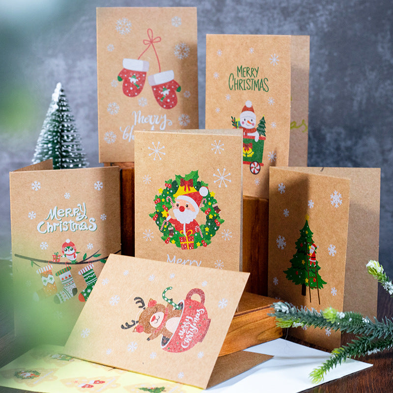 Kraft Paper Christmas Blessing Card Message Envelope Sticker
