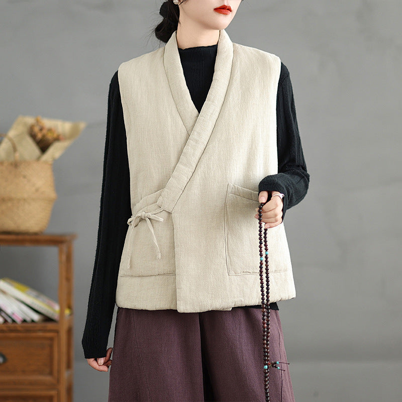 Retro Lace-up Boat-neck Waistcoat for Women