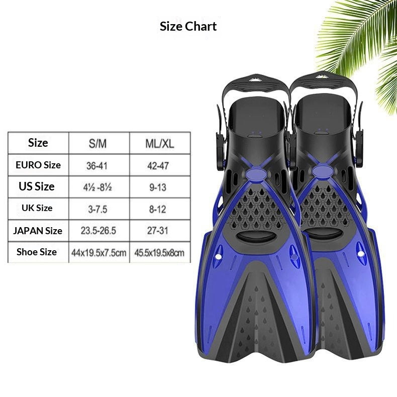 Adult Snorkel Fins Lightweight Swim Diving Flippers for Scuba