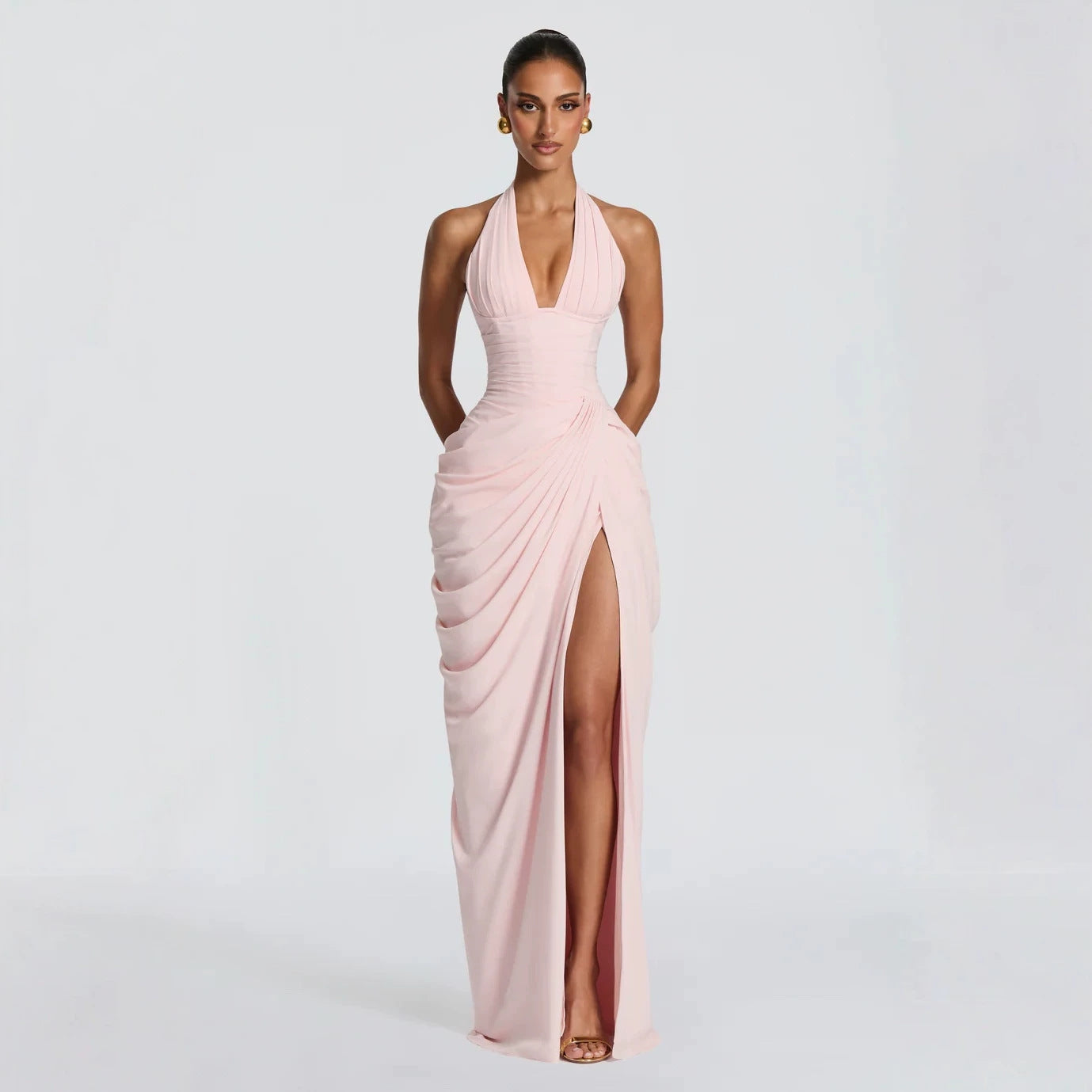 Womens Slit Mermaid Evening Gown Long Dress