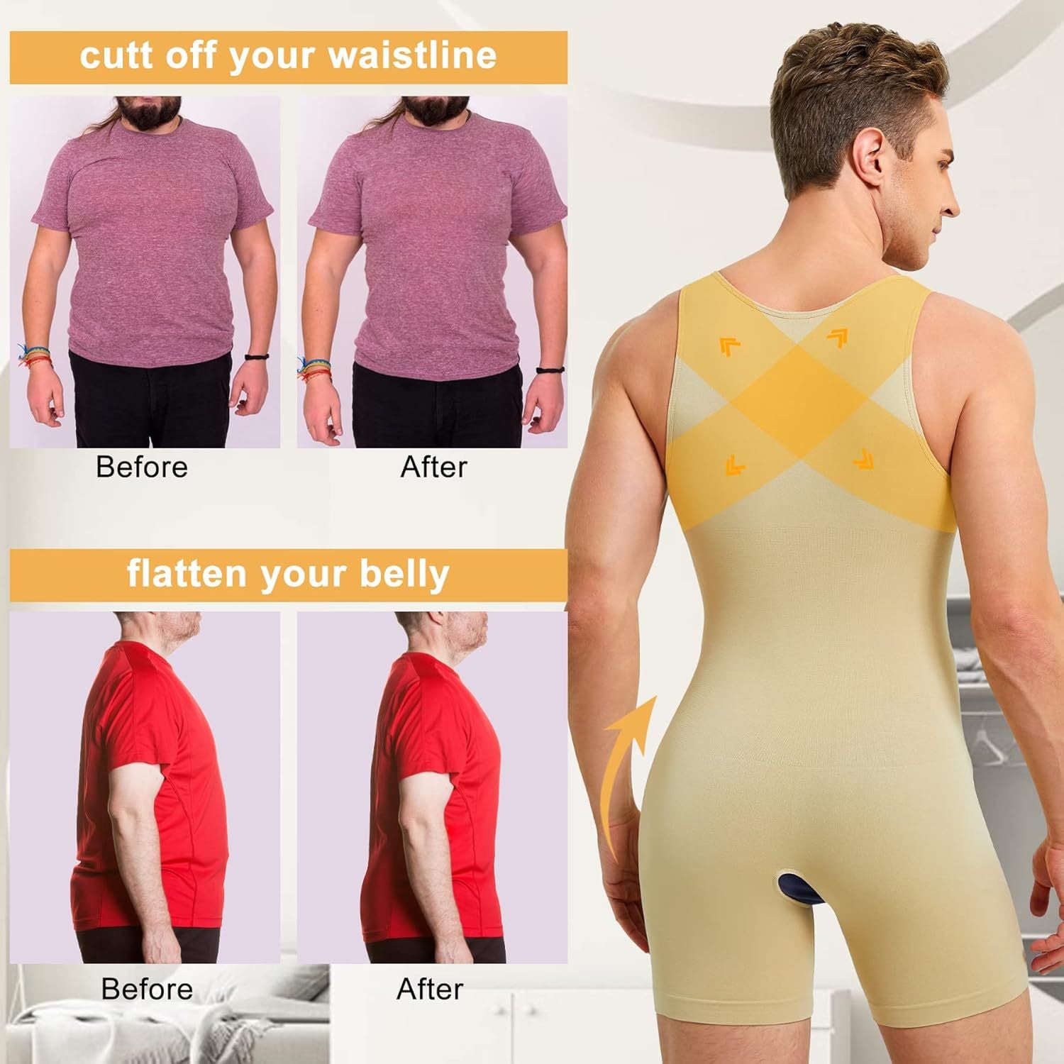 Men's Body-shaping Corsets Crotch Hollow-out Cinched Belly Contracting Inner Wear Base Body-shaping Corsets