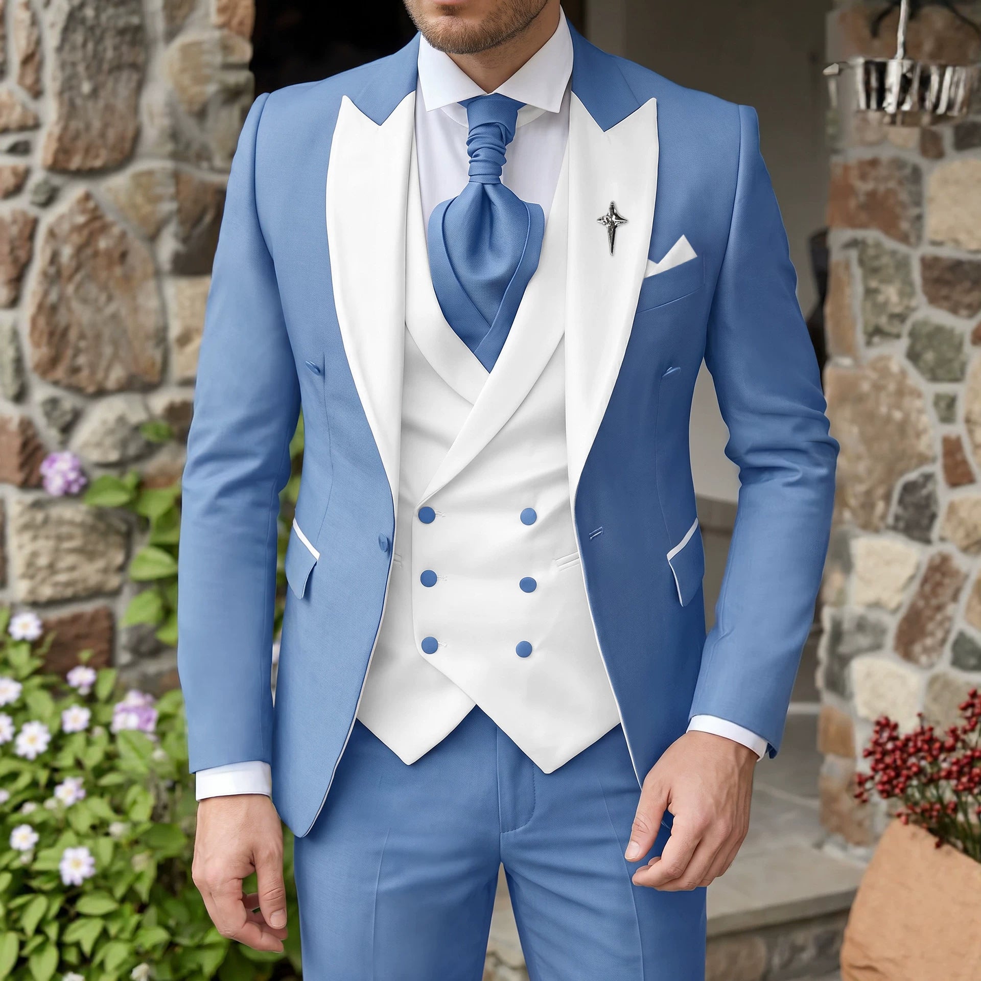 European And American Three Piece Suit Waistcoat Trousers Business Style