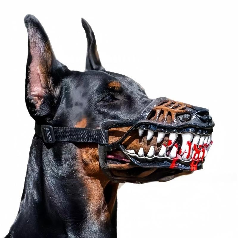 Scary Animal Muzzle Bloody Fangs Latex Headgear Halloween Haunted House Escape Room Prank Prop