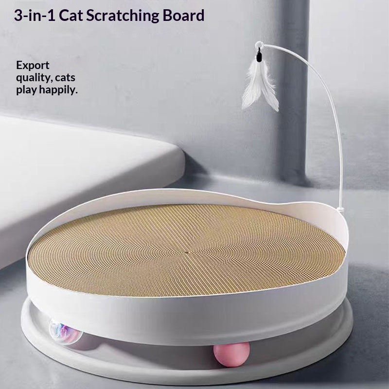 3 In 1 Cat Scratcher With Feather Teaser