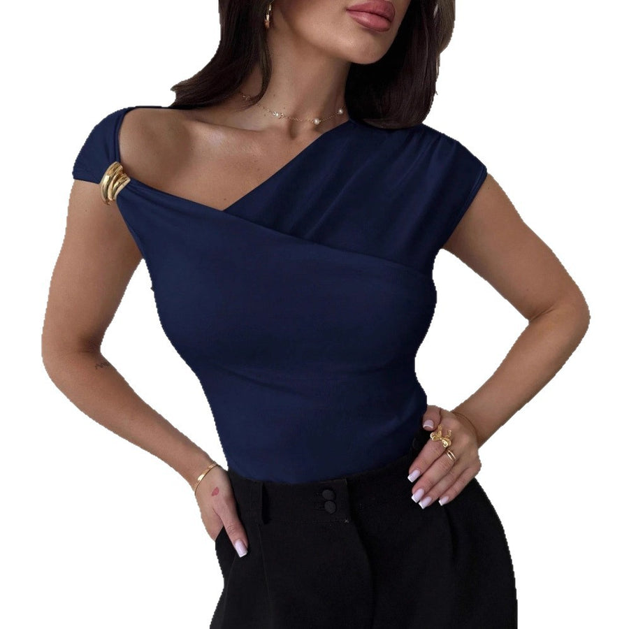 Off-shoulder Short-sleeve Tops For Europe And America
