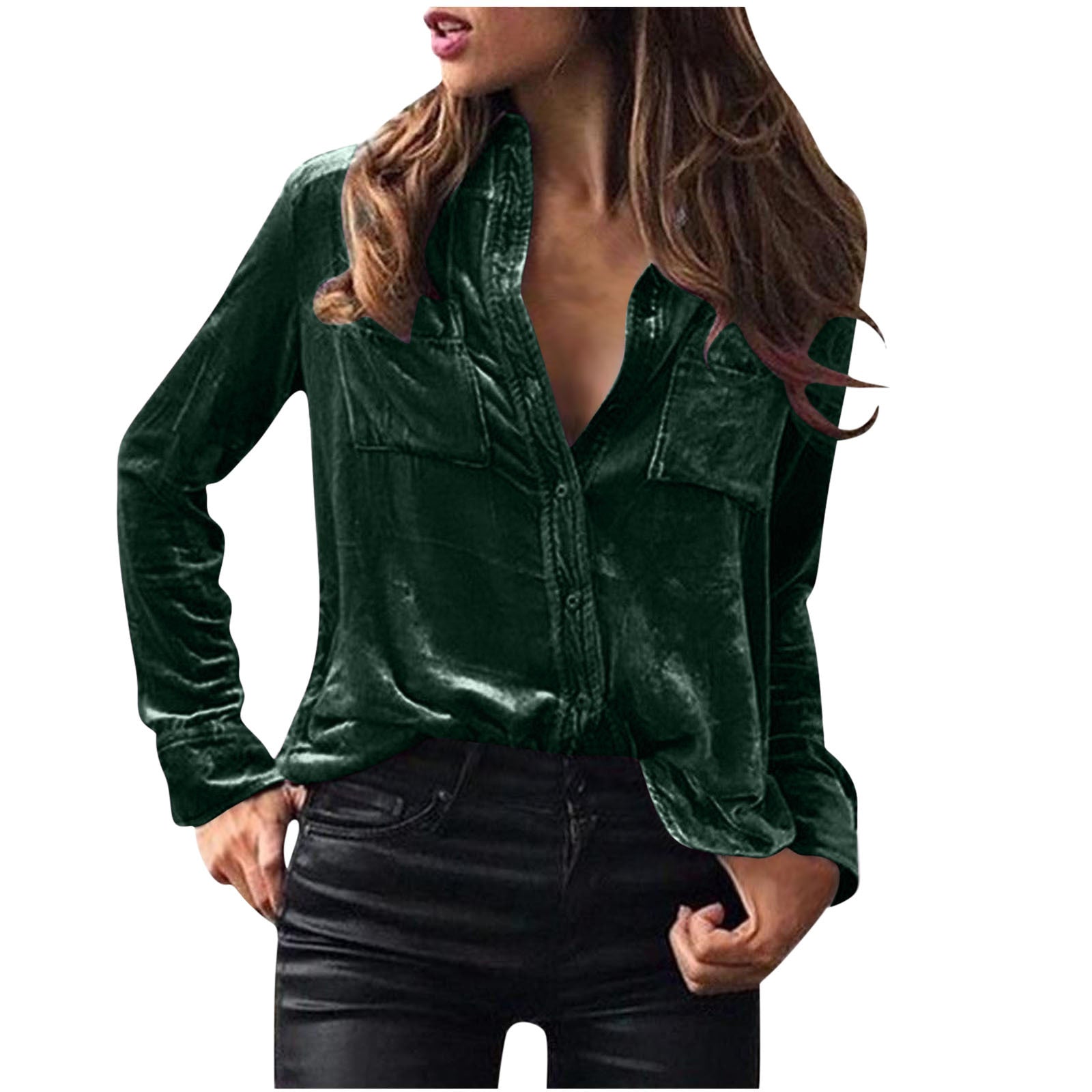 Elegant Long-sleeve Single-breasted Blouse For Women