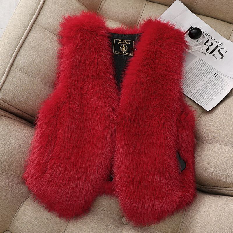Womens Winter Wool Fur Warm Vest