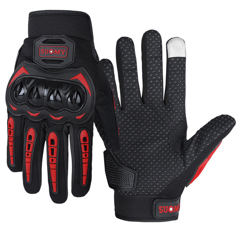 Men's Full Finger Case Drop-resistant Touch Screen Breathable Motorbike Gloves