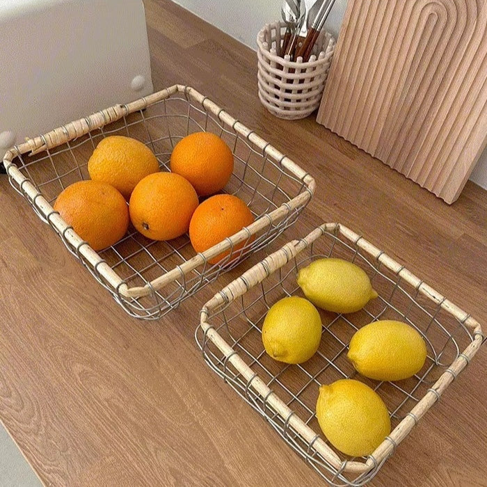 Retro Style Handmade Square Wire Woven Basket