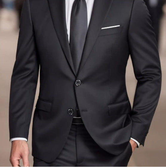 Solid-color Slim-fit Evening Suit Jacket