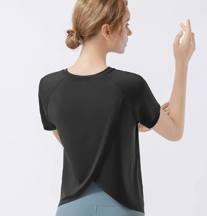 Summer Crew-neck Athletic-style Figure-flattering Yoga Top