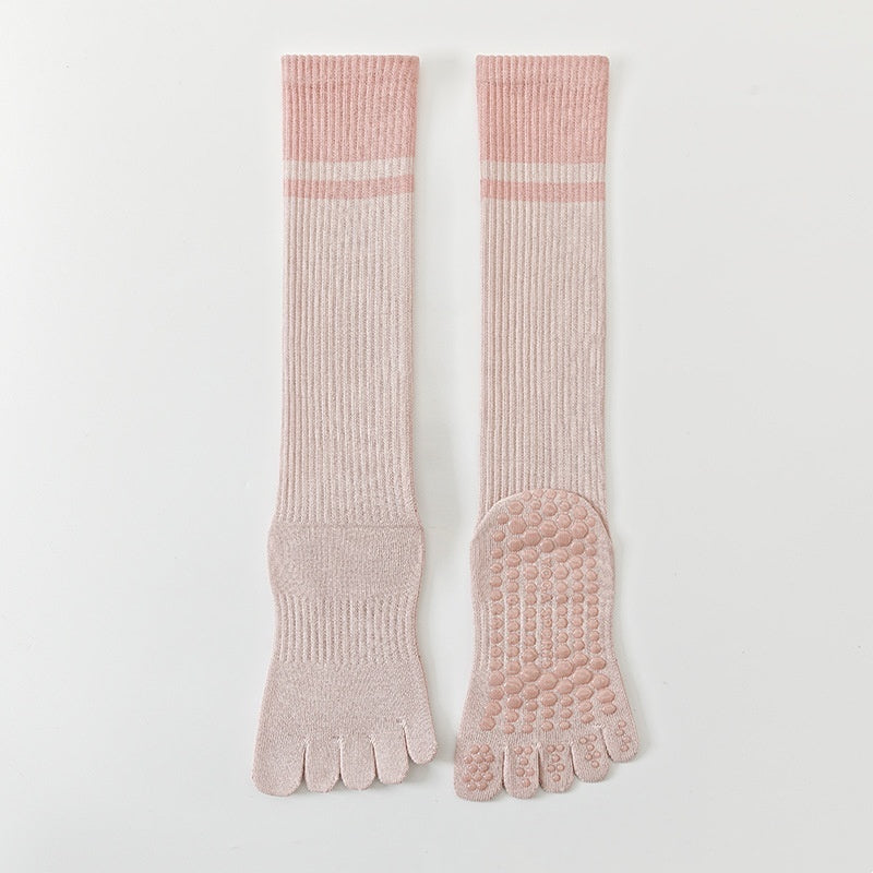 Color-blocked Ankle Cuffs Five-finger Yoga Calf Socks