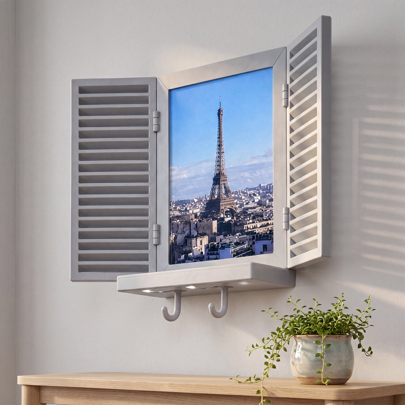 Hoexe wandmontage photo frame sleutel houder gray