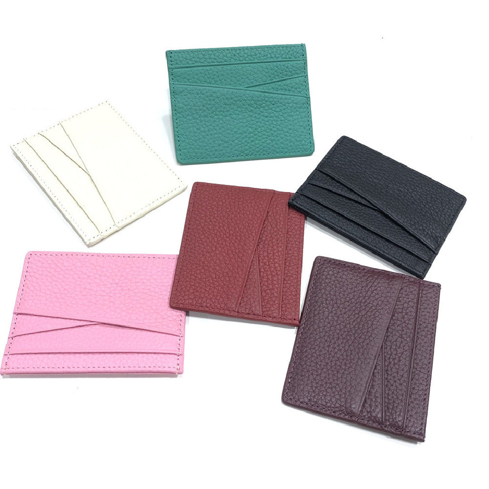Leather Oil Edge Oblique Thin Bank Card Holder
