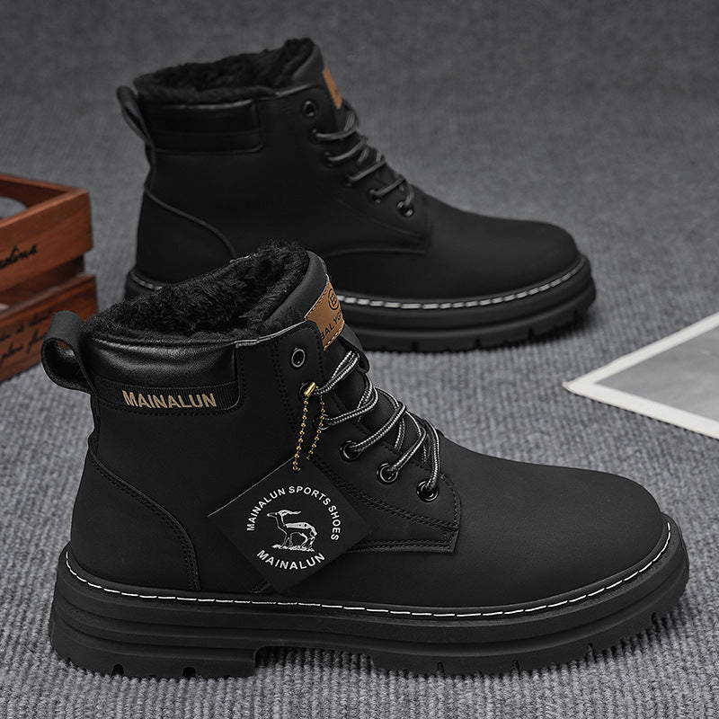 Mens Snow Boots with Fleece Lining for Warmth