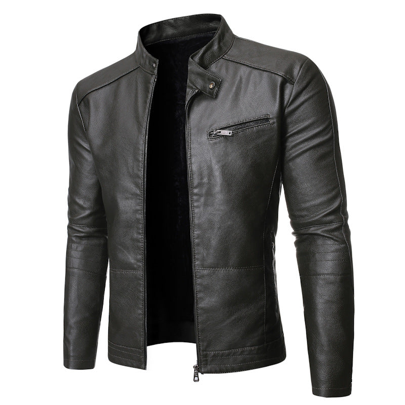 Men's Motorcycle Leather Jacket in Yellow, Black, Green or Dark Grey