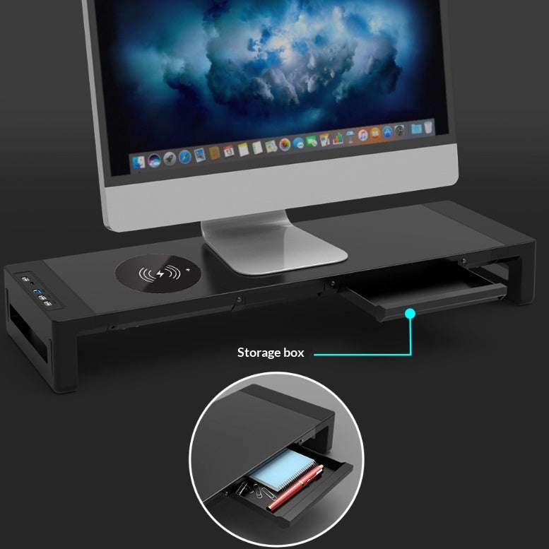 Monitor And Computer Riser With Wireless Charging Laptop