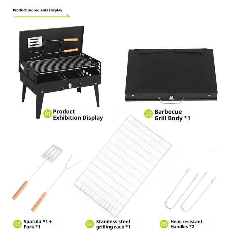 Buiten opvouwbaar barbecue grill ingebouwd