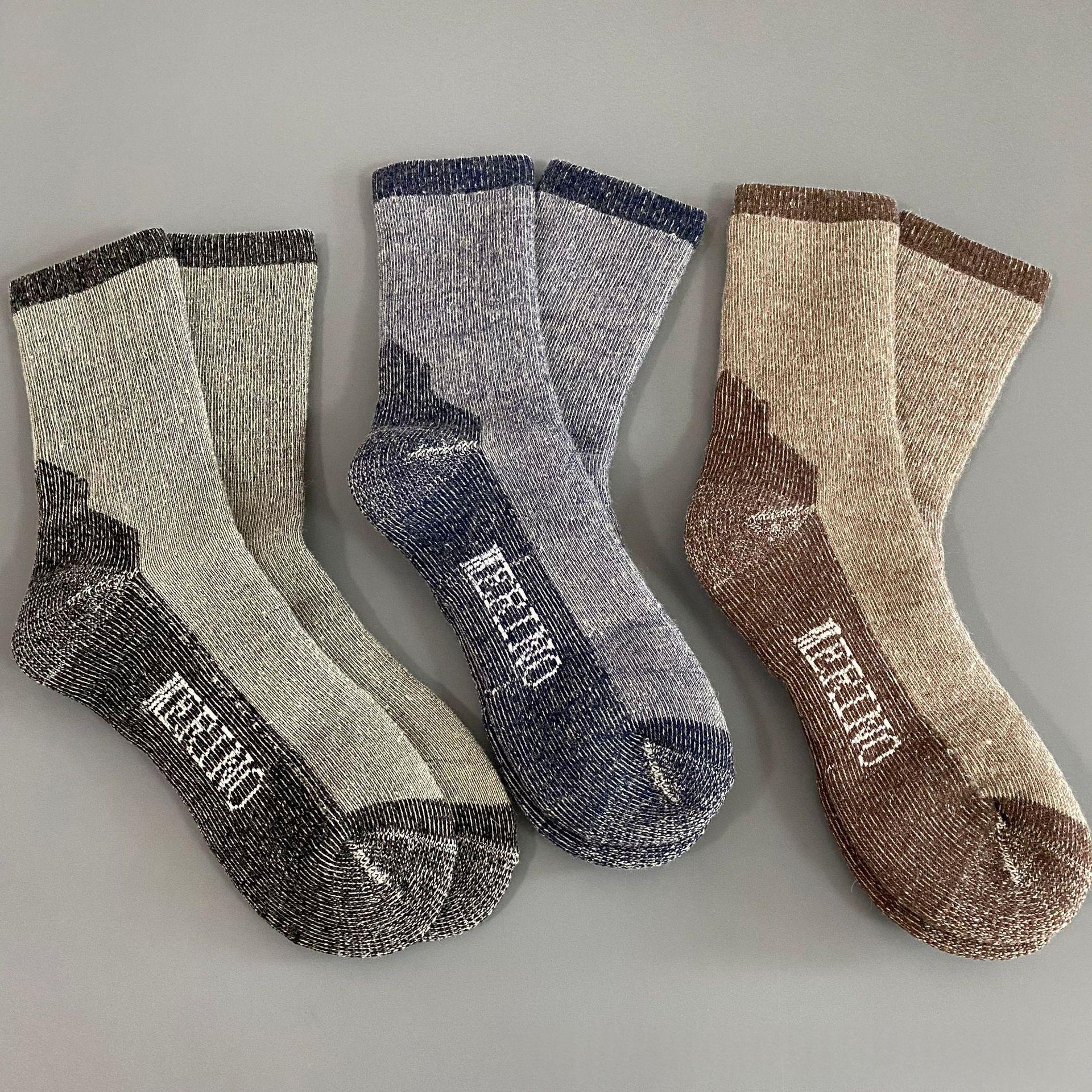 Wool Outdoor Hiking And Mountaineering Thickened Warm Ski Socks For Fall And Winter