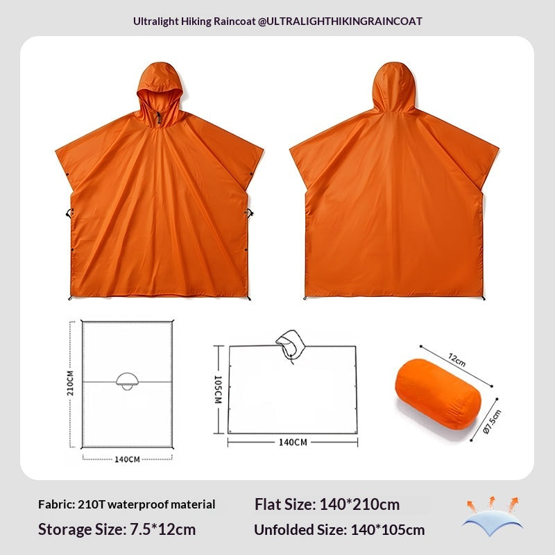 Outdoor Lightweight 3-in-1 Multi-Functional Rain Poncho For Hiking
