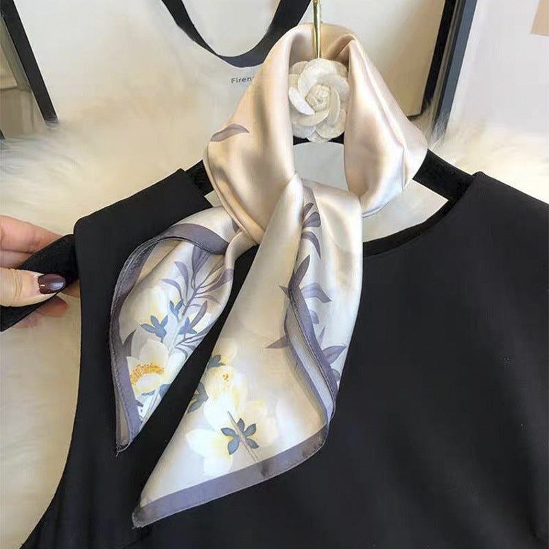 Beige Silk Square Scarf For Womenversatile And Easy To Style