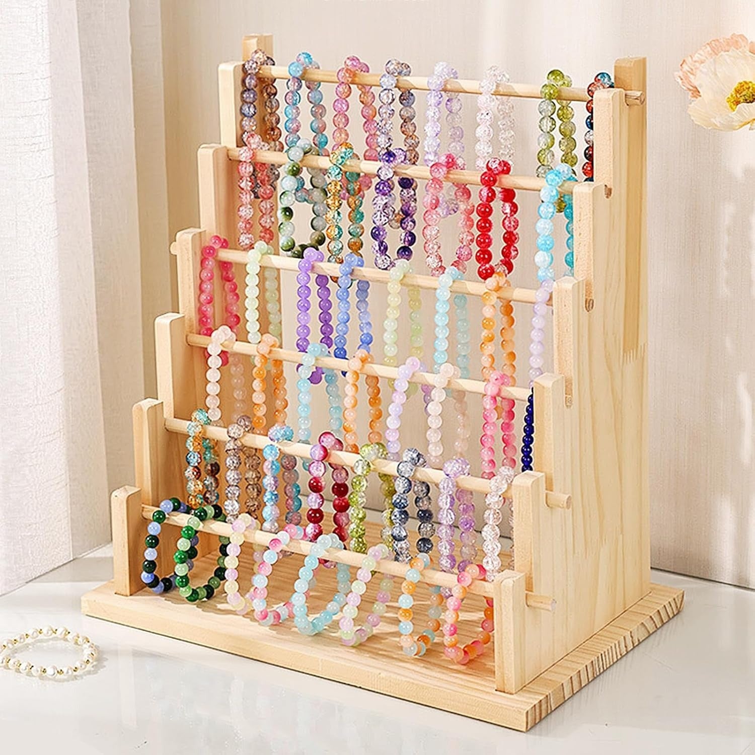 6 laags massief hout sieraden opbergplank organizer