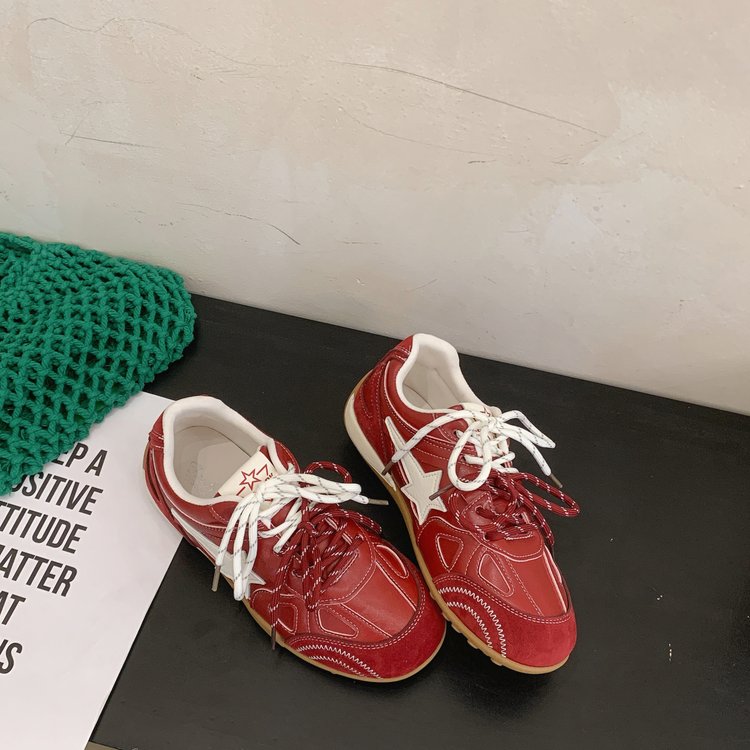 Autumn New Women Breathable Leather Round Toe Sneakers