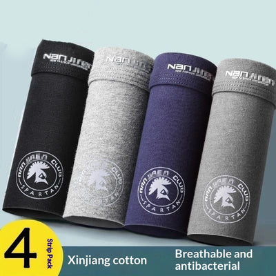 Pack Of 4 Mens Comfortable Breathable Cotton Boxer Briefs With Prints