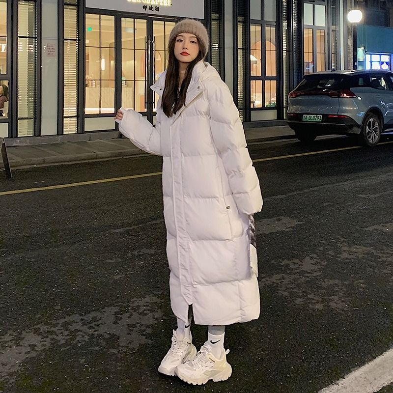 Womens Knee-Length Loose Plus-Size Padded Cotton Jacket Coats