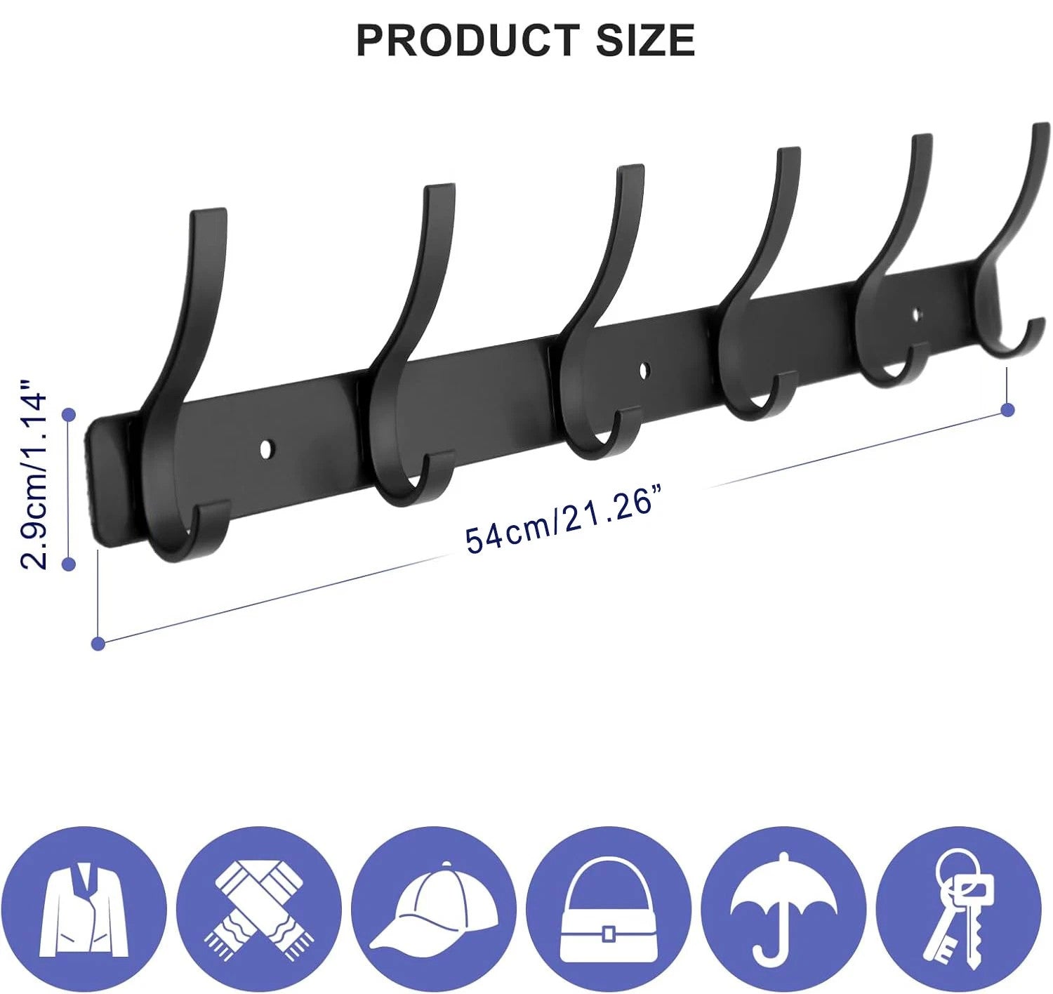 12 haken aluminium sleutel jas kleding deur