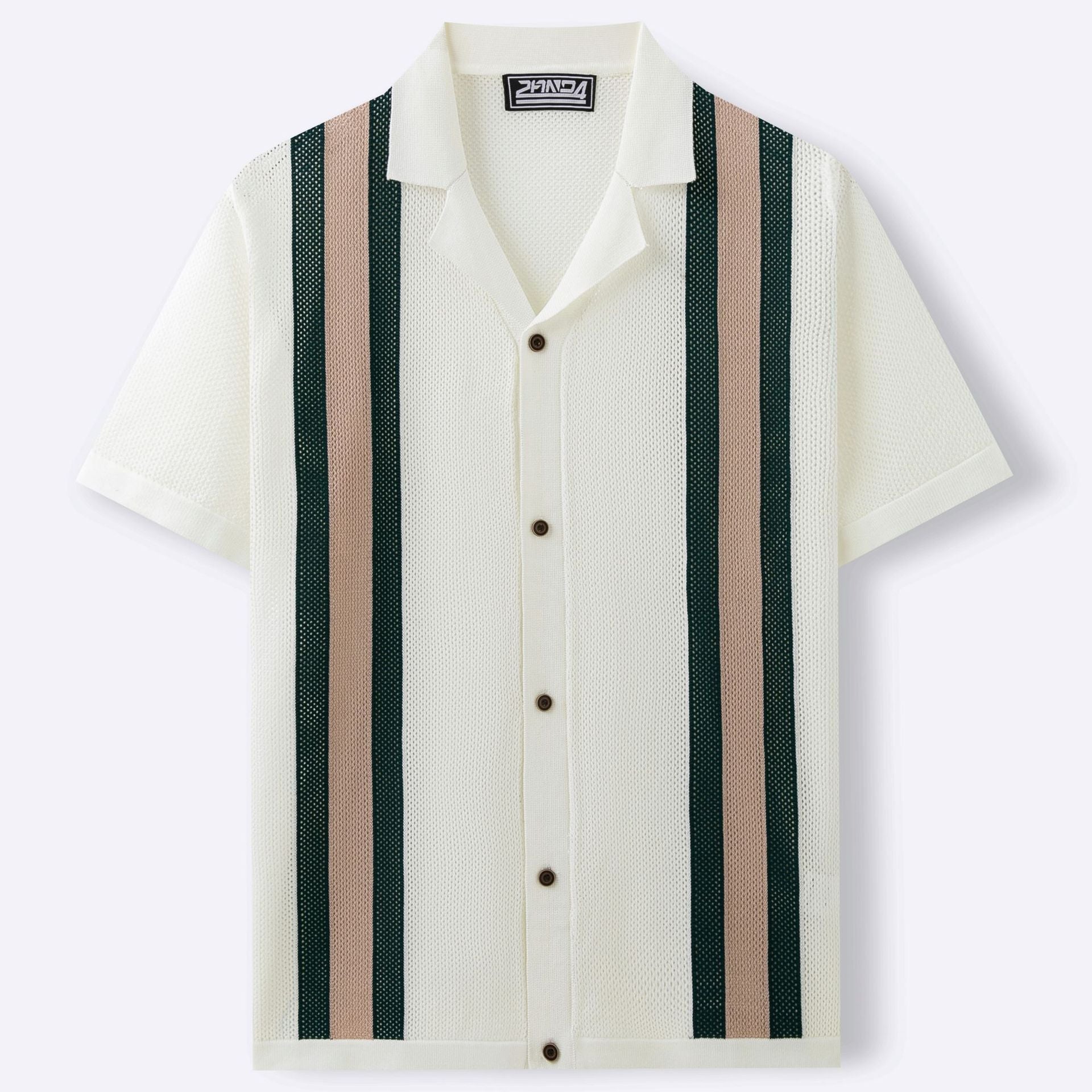 Men's Fashion Cuban Collar Short Sleeve Knitted Cardigan