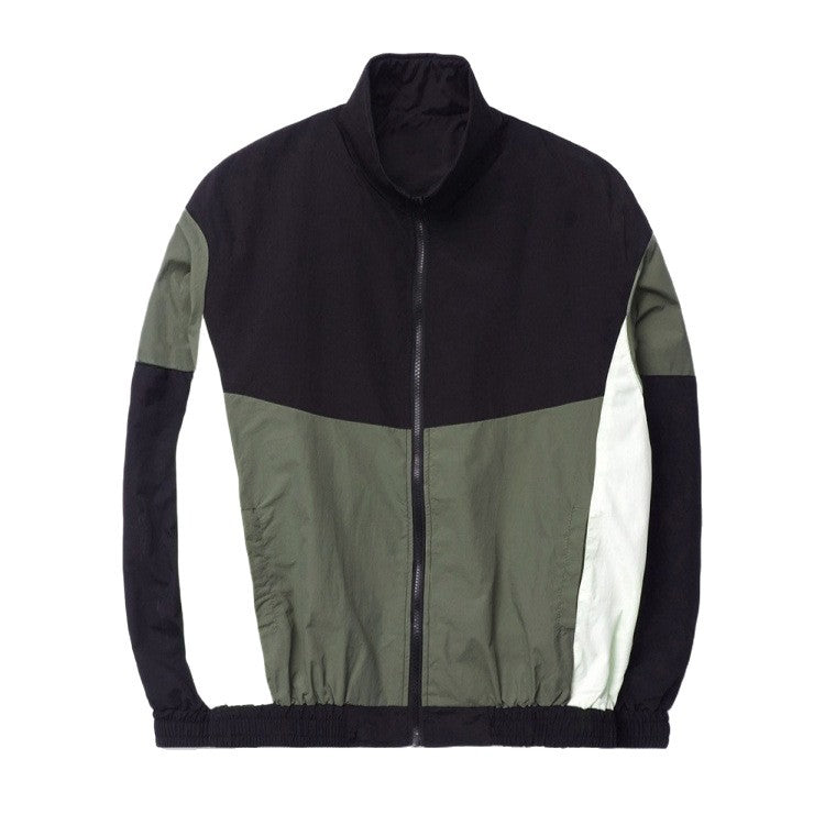 Color-blocked Sporty Windproof Jacket with a Stand-up Collar