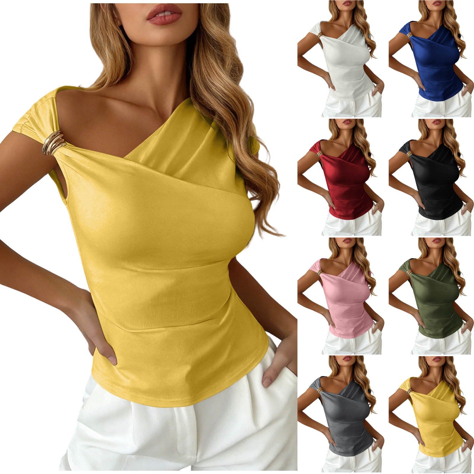 Off-shoulder Short-sleeve Tops For Europe And America