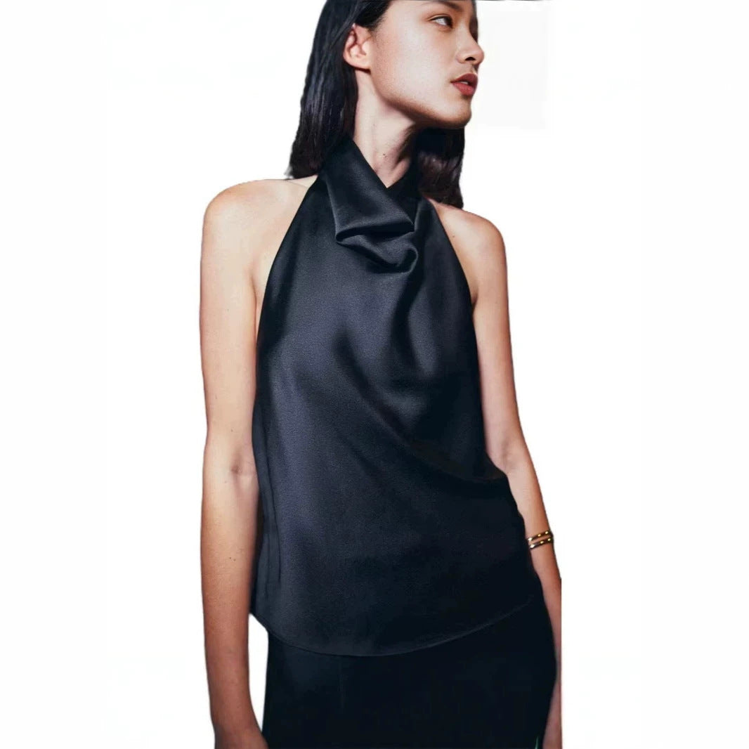 Halterneck Sleeveless Backless Slim-Fit Vest Top Strappy Top