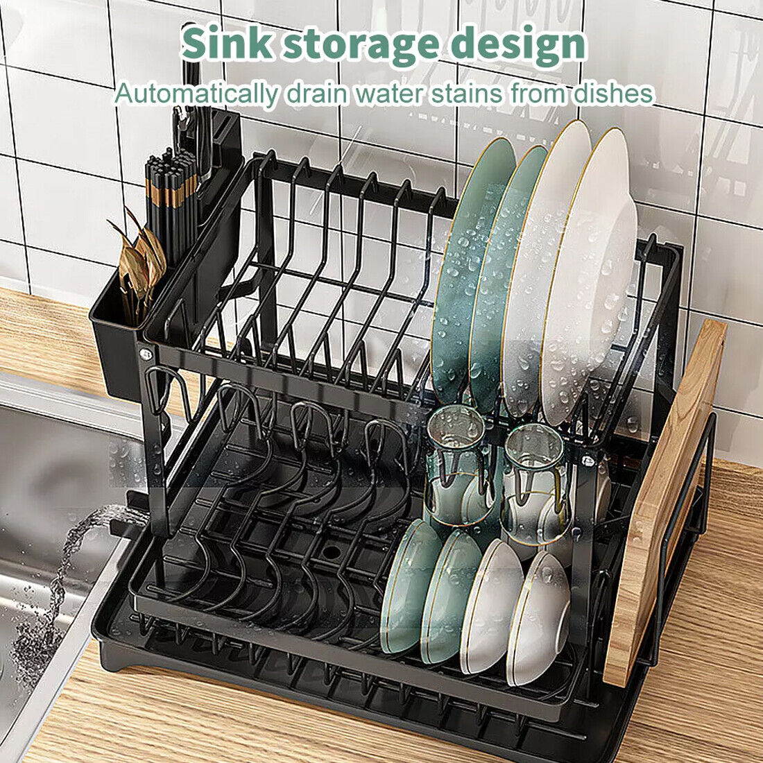 2tier keuken gootsteen vaat drainer rek drip