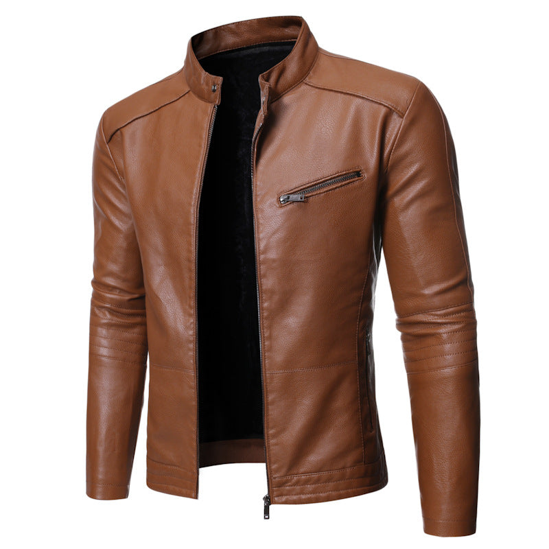 Men's Motorcycle Leather Jacket in Grey, Green, Brown or Black