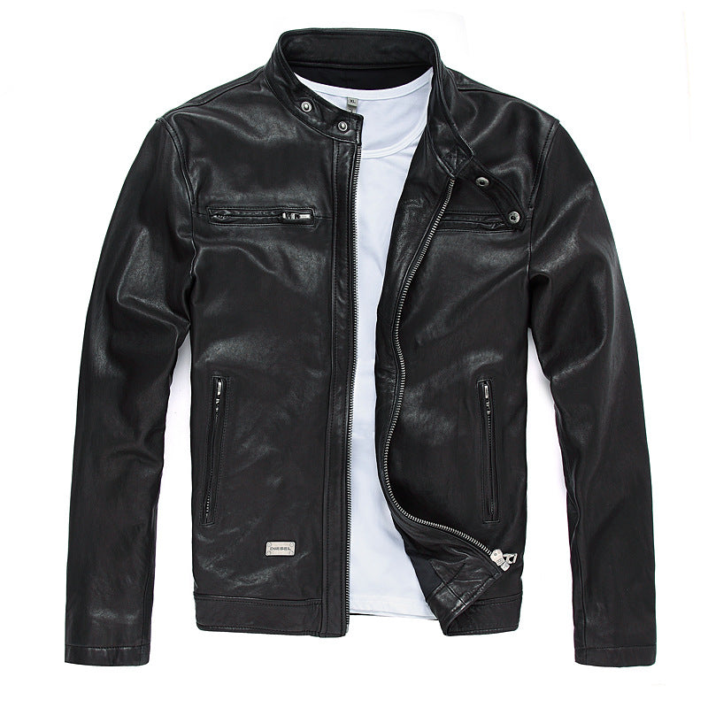 Men's Leather Leather Slim-fit Motorcycle Goatskin Jacket Cowhide