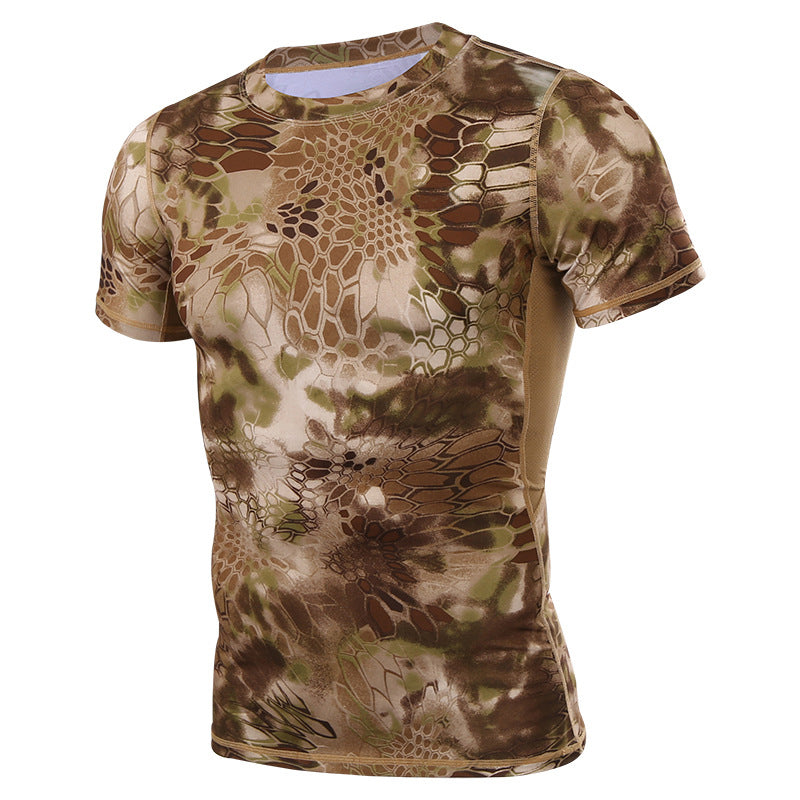 Slim-fit Casual Crew-neck Python-pattern T-shirt for Men