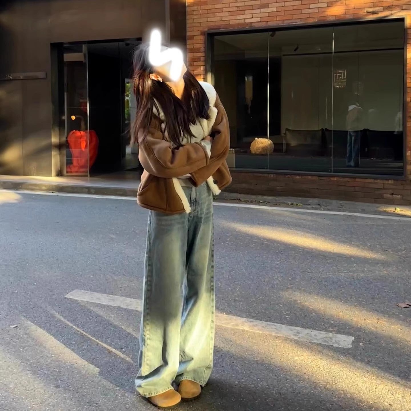 Winter Loose-fitting Versatile Fleece-lined Thickened And Warm Leather-and-fur Piece