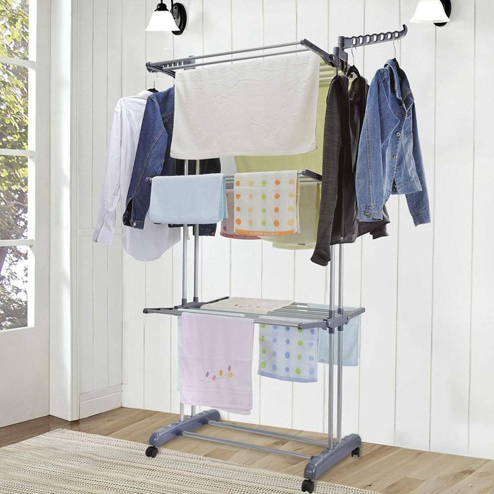 3 laags opvouwbaar kleding droogrek mobiel was